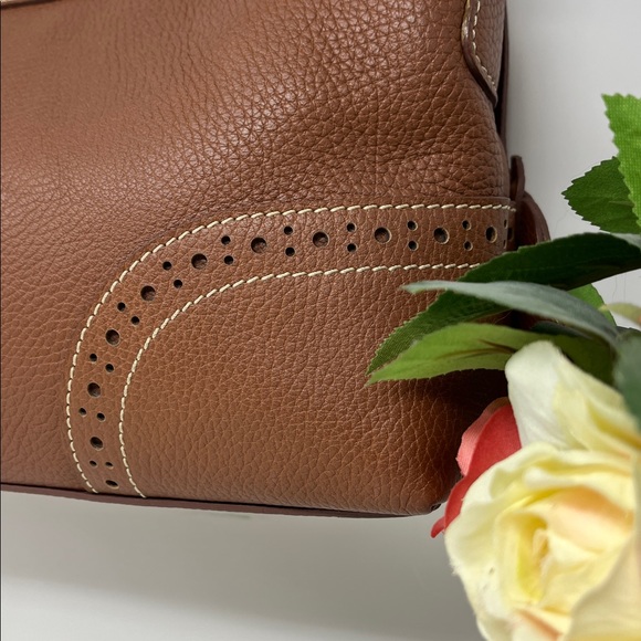 DOONEY & BOURKE SHOULDER HAND BAG CARAMEL COLOR GENUINE PEBBLED LEATHER TASSEL - Picture 7 of 17